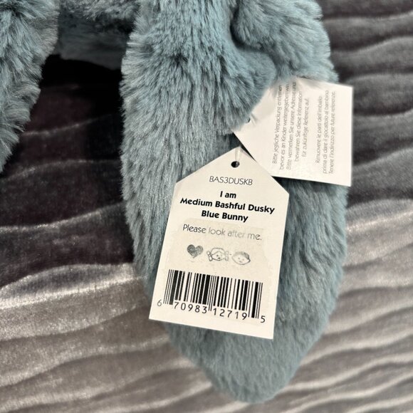 RARE Jellycat Medium Bashful Dusky Blue Bunny BNWT - Picture 6 of 6
